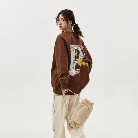 YEP春秋美拉德穿搭卫衣女2025新款复古宽松oversize无帽圆领上衣商品大图