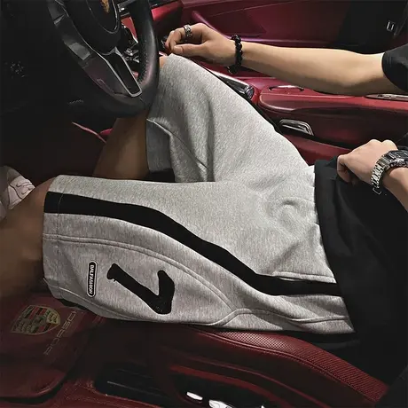 夏休闲短裤新款时尚字母设计潮流网红款直筒中裤五分裤潮男卫裤商品大图