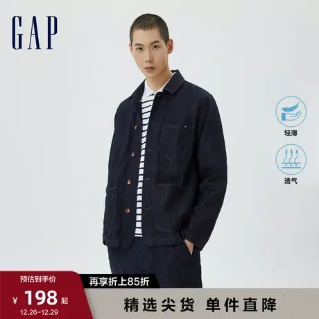 【轻透气系列】Gap男装秋季款棉麻翻领牛仔服夹克602712休闲外套图片
