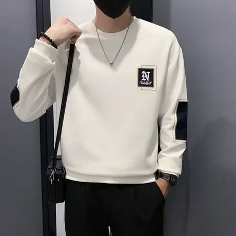 春秋季设计感痞帅潮牌个性拼接百搭卫衣休闲潮流长袖上衣打底T恤商品大图