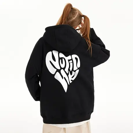 美式hiphop连帽爱心卫衣潮牌男高街潮流宽松冬季大码情侣装外套潮商品大图