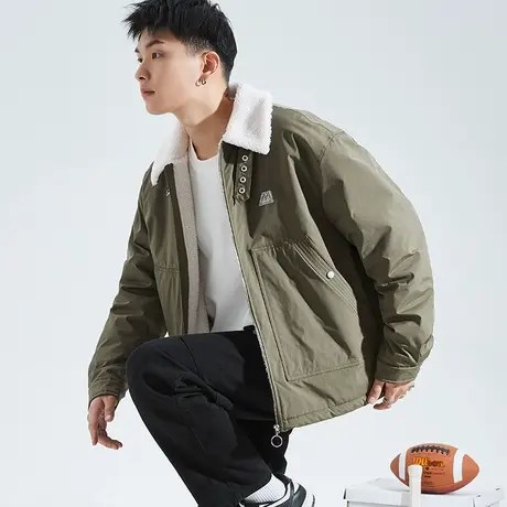 唐狮2024冬季新款夹克外套男仿羊羔绒翻领休闲保暖厚外套男士2.7商品大图