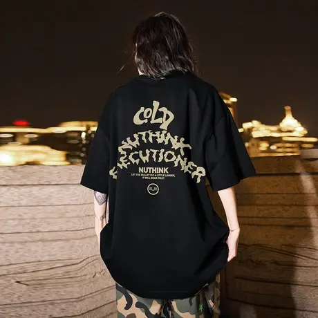 Nuthink西海岸重磅男t恤潮大码字母短袖美式高街宽松半袖上衣夏季图片