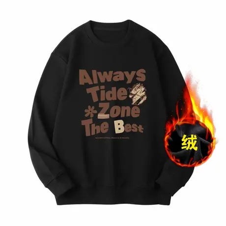 Ohlyah字母卫衣男秋冬季重磅加绒潮牌百搭复古男生上衣情侣外套商品大图