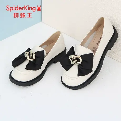 蜘蛛王断码清仓正品乐福鞋女真皮2022秋商场新款皮鞋女蝴蝶结软底商品大图