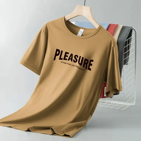 莫代尔冰丝t恤男生短袖圆领透气速干上衣服凉感体恤潮流印花半袖图片