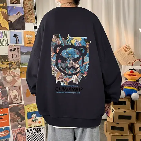 秋冬季小恶魔笑脸卫衣男ins潮流宽松秋装打底衫长袖美式休闲外套商品大图