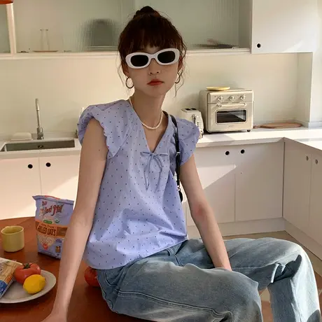 omont蛋挞家 短袖衬衫女夏季新款设计感泡泡袖别致短款娃娃衫小衫图片