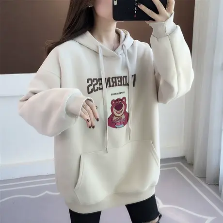 连帽字母卫衣女宽松洋气百搭2023年新款春秋装慵懒风外套减龄上衣图片