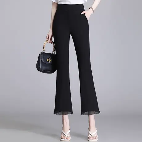 九分喇叭裤女夏季2023新款小个子高腰修身微喇西装裤九分休闲裤子商品大图