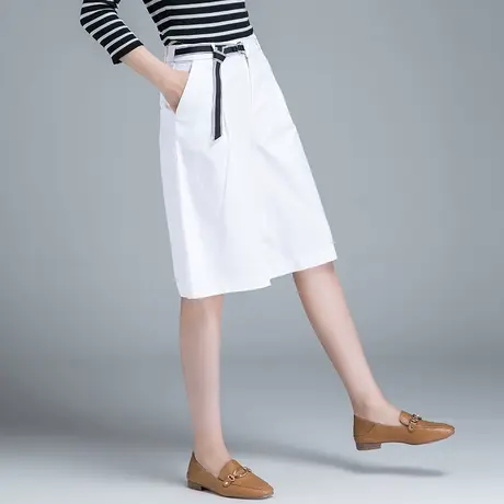 白色冰丝短裤五分裤女夏薄款2023新款夏季5分裤阔腿中裤a字六分裤商品大图