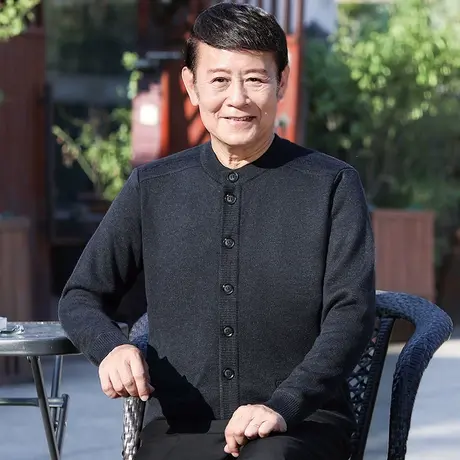 中老年人开衫毛衣男士加绒加厚秋冬季爷爷保暖针织外套穿爸爸装商品大图