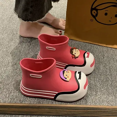 时尚卡通小短靴子女外穿2023年新款可爱雨靴雨天防水防滑胶鞋加厚商品大图
