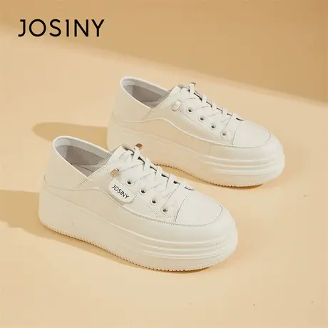 Josiny/卓诗尼厚底帆布鞋女2024新款春季一鞋两穿时尚增高板鞋女图片