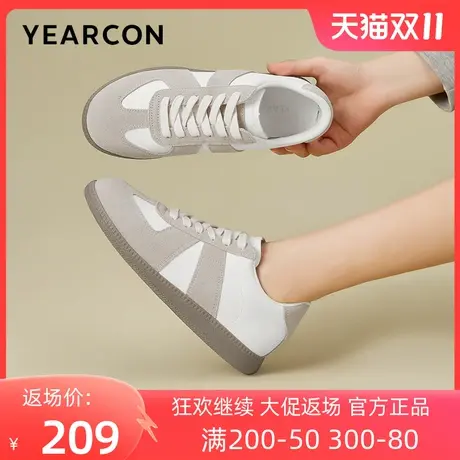 意尔康女鞋2023秋季新款德训鞋女平底舒适软底鞋运动休闲鞋小白鞋商品大图