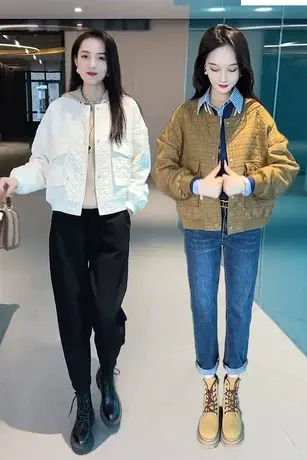 欧洲站棒球服短外套女宽松长袖百搭2023年秋季新款韩版圆领上衣潮商品大图