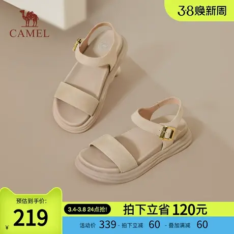 骆驼女鞋2024春夏新款厚底增高显瘦休闲凉鞋舒适柔软百搭时装凉鞋图片