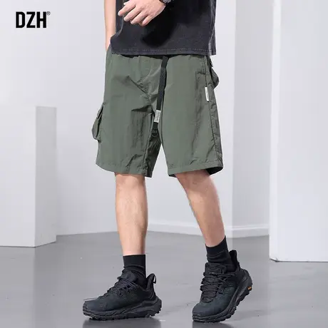 男生军绿色工装短裤男款夏季薄款潮牌冰丝五分裤宽松休闲裤子中裤商品大图