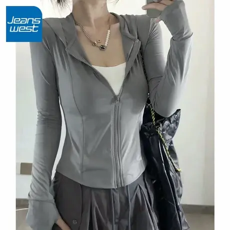 KV真维斯灰色防晒服女款2025爆款夏季日常连帽新款修身显瘦防晒衣图片