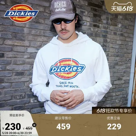 Dickies 手绘感LOGO印花休闲春夏连帽毛圈卫衣 男女情侣商品大图