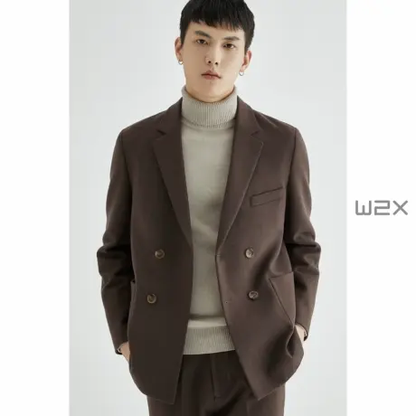 w2x双面呢外套男毛呢西装秋冬季加厚款羊毛妮子休闲小西服上衣潮图片