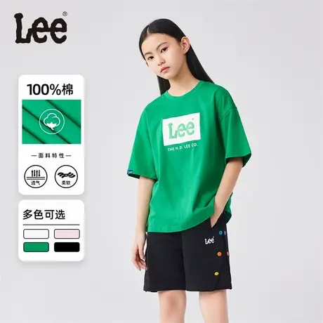 lee2025年夏季新款儿童T恤男女同款短袖绿色上衣中大通衣服时尚商品大图