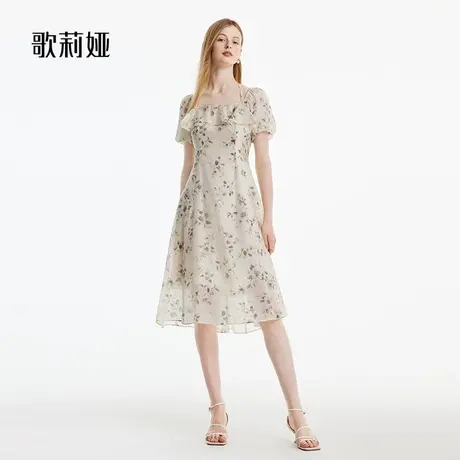 歌莉娅国风水墨画连衣裙夏装女新中式气质法式茶歇裙子1B5R4K4R0图片