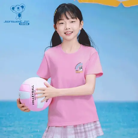 XK真维斯童2025夏季新款男女童同款圆领短袖T恤印花上衣图片