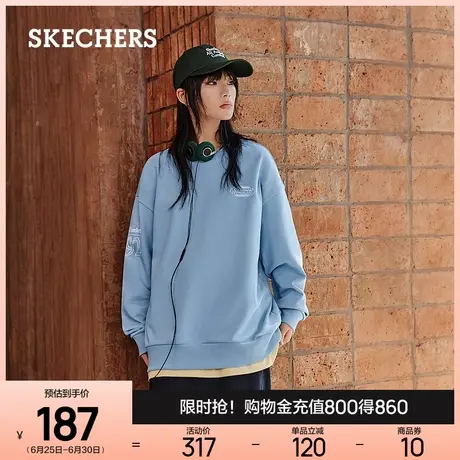 Skechers斯凯奇春季男女同款卫衣宽松运动休闲服轻质柔软长袖T恤商品大图