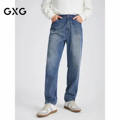 GXG男装  重磅做旧水洗弯刀宽松锥型潮流中腰牛仔裤 2025秋季新品图片