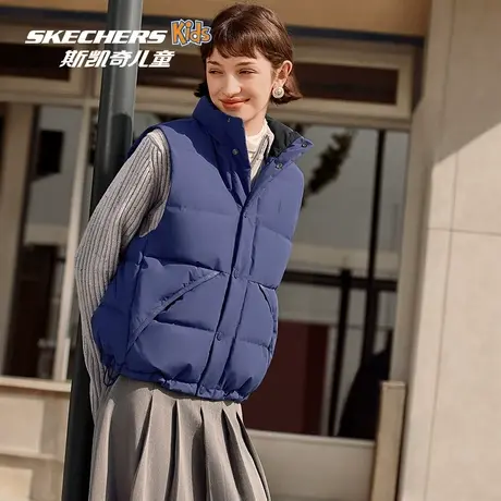 Skechers斯凯奇梭织羽绒女士马甲立领防泼水保暖柔软舒适时尚百搭图片