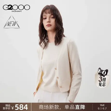 【时尚闪片/商场新款】G2000女FW25柔软舒适花型纽扣长袖针织外套商品大图