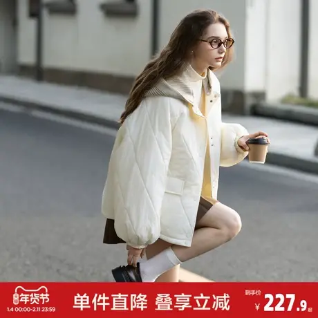 唐狮2026冬季女拼接短款棉衣女冬季棉服高级感秋冬外套时尚棉袄图片
