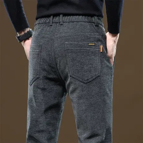 秋冬季中年爸爸装高端弹力直筒休闲裤子男士保暖抗寒商务正装西裤商品大图