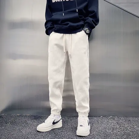2023年秋冬季纯色灯芯绒束腿裤青年小众哈伦裤轻熟风百搭运动卫裤商品大图