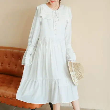 【断码清仓】胖妹妹法式优雅秋款白月光连衣裙商品大图