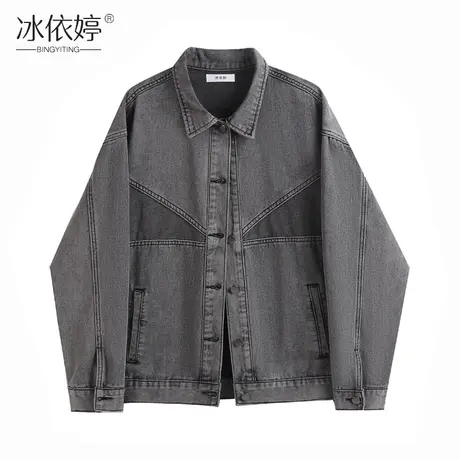 设计感小众牛仔外套女宽松bf慵懒风春秋韩版百搭大码上衣撞色潮牌图片