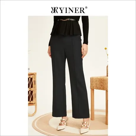 YINER音儿女装冬季通勤弹力职场长裤垂感阔腿休闲裤商品大图