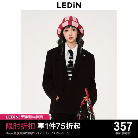 乐町设计感黑色西装外套女2023年秋季新款C1BAD1101图片