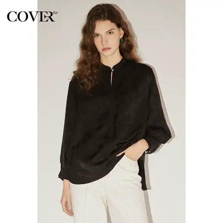 [新国风]COVER春秋季复古立领新中式提花气质通勤衬衫图片