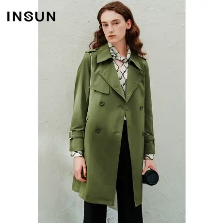 INSUN恩裳线上专选春季翻领双排扣风衣外套商品大图