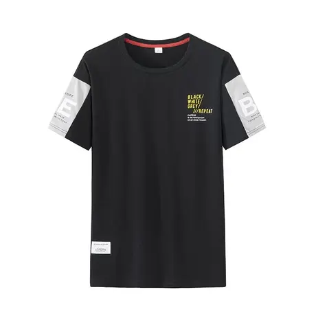 夏季薄款纯棉全棉印花圆领男士短袖T恤宽松潮流百搭夏天潮牌衣服图片