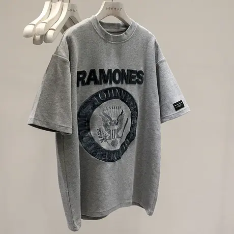 网红ins超火短袖t恤女2022夏季新款重工刺绣工艺宽松百搭半袖上衣商品大图