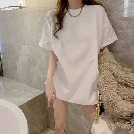 2024年夏季新款宽松情侣女装设计感上衣服白色冰丝别致短袖t恤潮商品大图