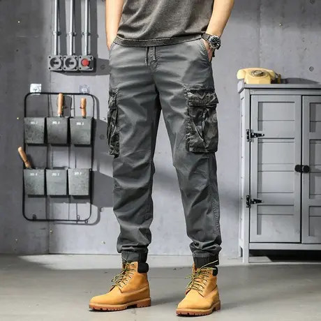 时尚百搭工装裤男士夏季薄款长裤男士裤子透气宽松男裤纯色长裤商品大图