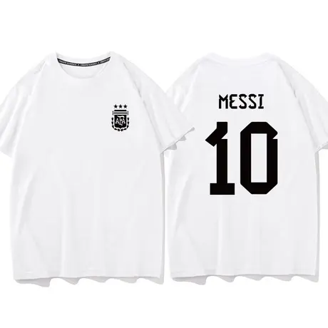 秀洛阿根廷夺冠球衣梅西国家队3冠纪念版T恤男球迷短袖打底衫半袖商品大图