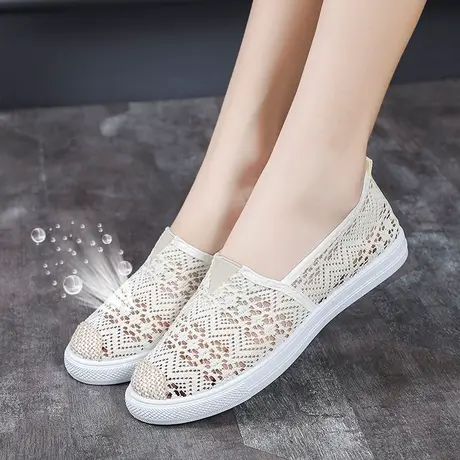 老北京布鞋女网面单鞋夏季透气镂空网鞋一脚蹬渔夫鞋妈妈孕妇鞋子图片