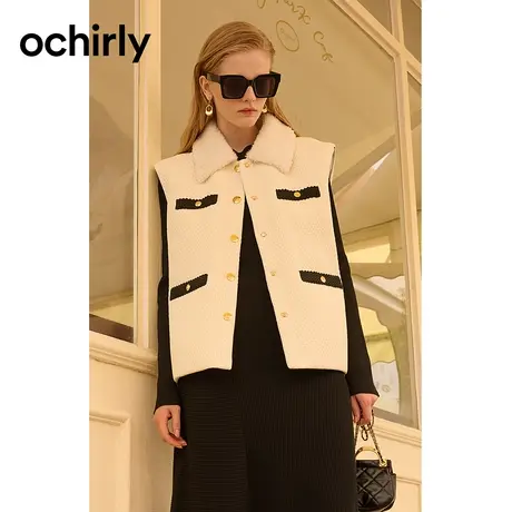 【品牌甄选】欧时力 小香风轻薄羽绒马甲外套2023新冬法式设计感图片