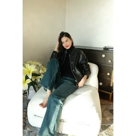 2023秋冬新款皮衣复古时髦酷帅百搭单排扣小羊皮女士皮衣短外套女商品大图