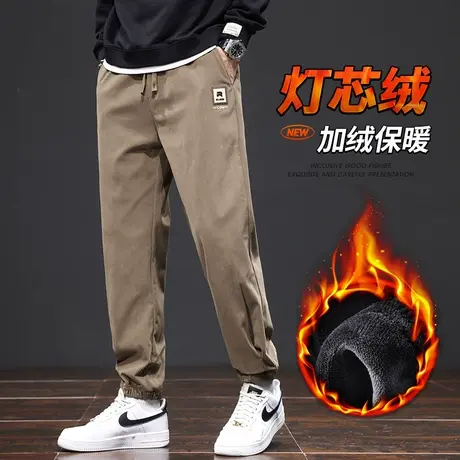 男生2024新款加绒防寒灯芯绒运动卫裤冬季男装加厚休闲裤子秋冬款商品大图